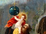 an image of a painting of a man holding a baby in his arms