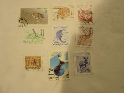 many different stamps on a piece of paper