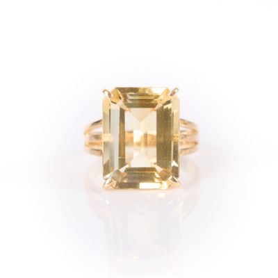 Importante bague cocktail en or (750‰), sertie d'une citrine… - Photo 1