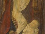 an old painting of a woman holding a baby in her arms