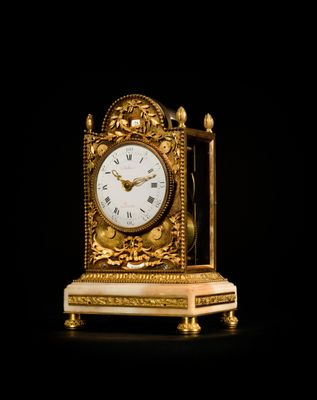 RARE PENDULE VITREE DE FORME SERRURE - Photo 1