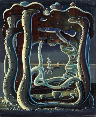 une image représentant un tableau représentant un miroir au milieu d'une pièce