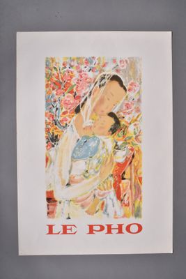 painting of a woman holding a child in her arms in front of flowers