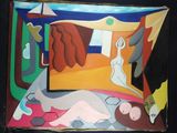 une peinture représentant une femme allongée sur un lit