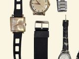 many different types of watches on a white background