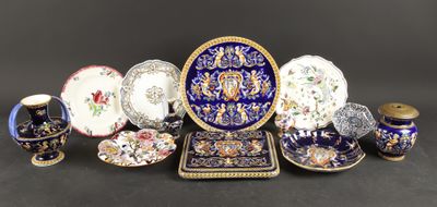 many different types of china plates and cups on the table