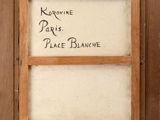 an old picture of a wooden frame with writing on it