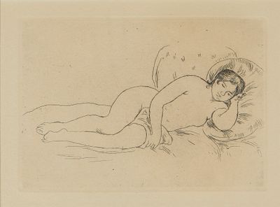 un dessin représentant une femme nue allongée sur un lit