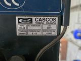 a close up of a blue machine with a sign on it