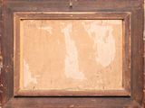 an old picture frame with a picture of a cat on it ' s side
