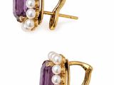 pair of amethorate and pearl earrings
