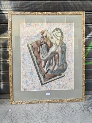 FAURE : "Orientale accroupie". Technique mixte, SBG et datée…