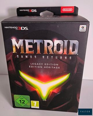 the box of the game metroid is sitting on the table