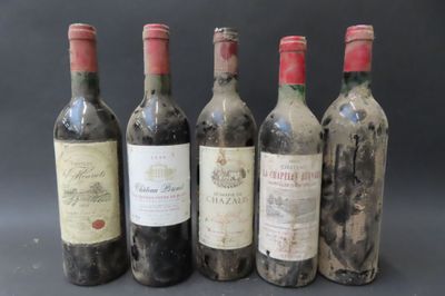 six bottles of wine are lined up in a row