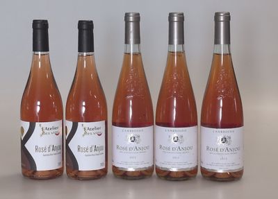 six bouteilles de vin sont alignées sur une table