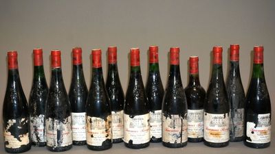 plusieurs bouteilles de vin sont alignées sur une table