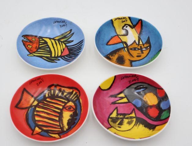Guillaume CORNEILLE (1922-2010) - Suite de 4 coupelles en céramiq...