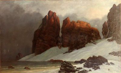 Ecole du début du XXe siècle - Aube sur le glacier en bord de mer