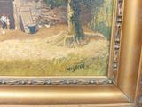 a picture of a painting of a farm scene in a gold frame