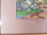 a picture of a painting of a bear in the woods