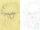 des croquis de deux personnages d'anime, dont l'un est Gohan et l'autre est Gohan