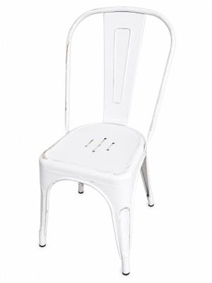 an image of a white metal chair on a white background