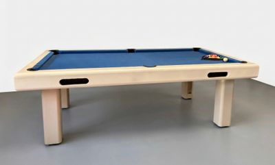 an image of a pool table with a blue cloth on it