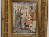 a painting of a man and a woman sitting at a table in front of a dog