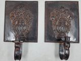 pair of antique cast iron wall sconces