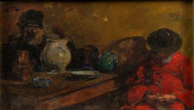 un tableau représentant deux femmes assises sur un canapé