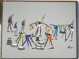 a drawing of a group of people in a circle