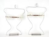 pair of metal and glass wall sconces, mid - 20th century