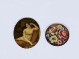 two pictures of a woman sitting on a chair