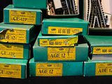 a lot of green boxes stacked on top of each other