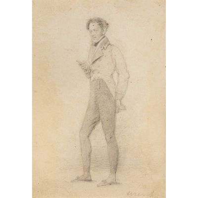le dessin d'un homme en costume-cravate tenant une canne