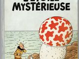 the cover of the book les adventures de tintin, with an image of a man standing next to a