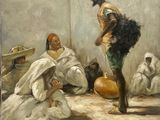 une image représentant un tableau où l'on voit un homme portant un enfant