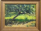 an image of a painting of a tree in a grassy field