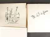 un livre ouvert sur lequel figure le dessin d'un homme et d'une femme assis sur un banc