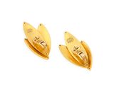 pair of 18k yellow gold leaf earrings
