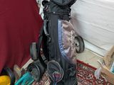 an image of a bag of luggage and a scooter