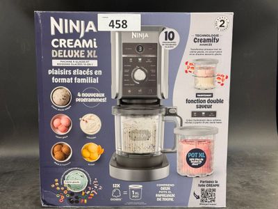 boxed box of a blender with instructions on it on a table