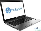 L'ordinateur portable HP ProBook 450 est ouvert sur un fond blanc