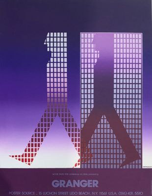 an image of a poster for a movie with a man walking in front of a tall building