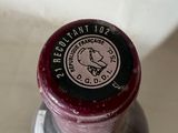 a close up of a wine bottle with a label on it