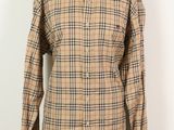 chemise vintage à carreaux Burber, boutonnée sur toute la longueur