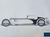 dessin d'une voiture ancienne en noir et blanc sur fond blanc