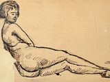 l'image d'un dessin d'une femme assise sur le sol