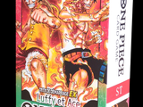 On voit ici la boîte du jeu de cartes One Piece.