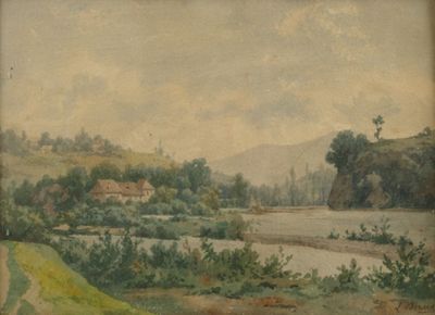 L. BERARD (Ecole de la fin du XIXème siècle. Paysage à la ri…